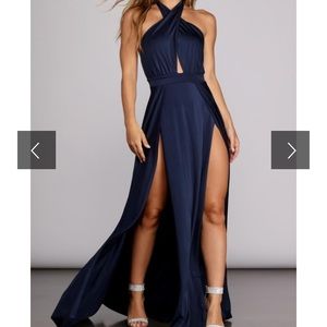 Rhonda Formal Plunging Halter Dress